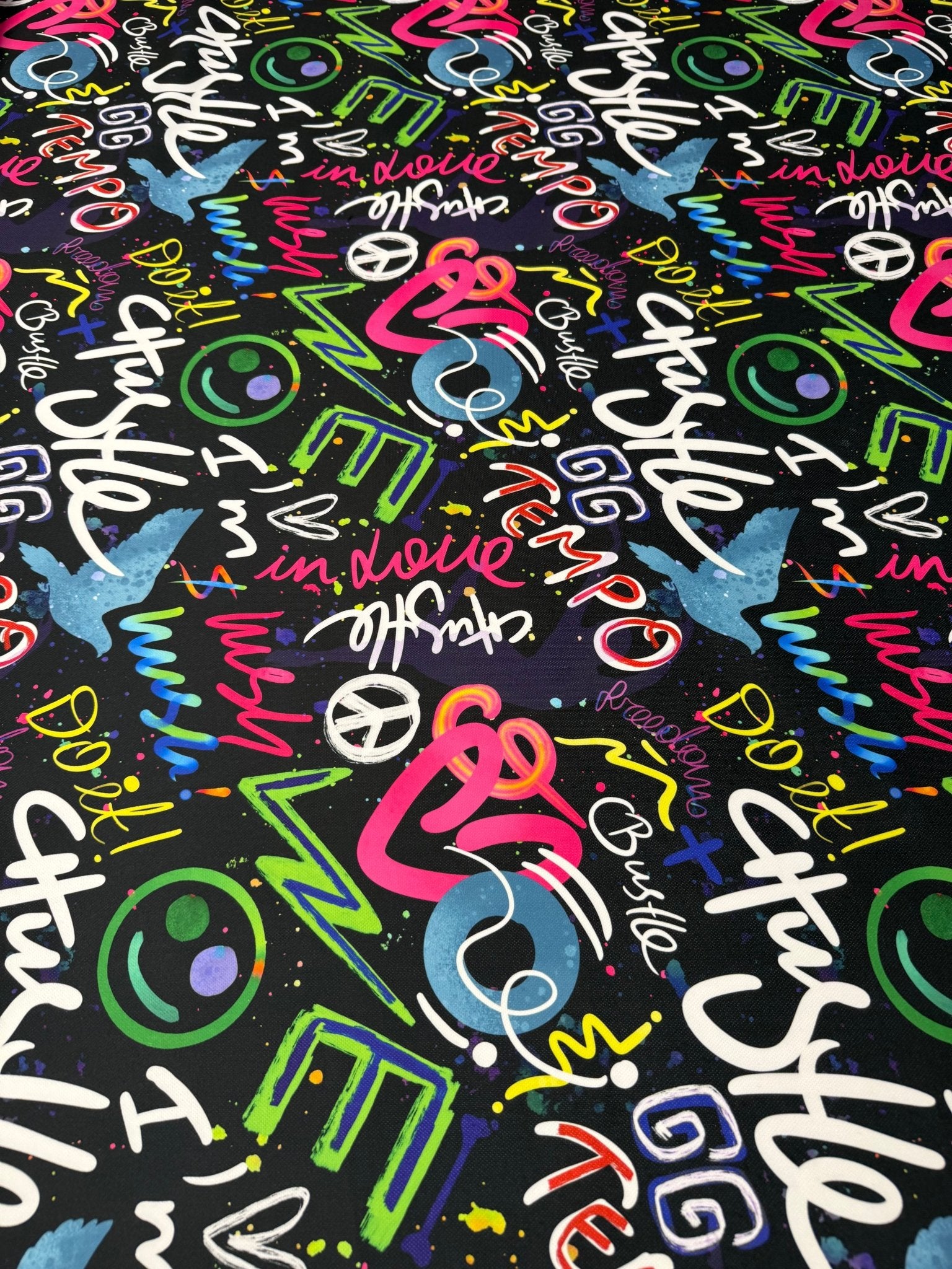 Neon Graffiti Upholstery Fabric - Whotex Fabrics London