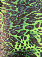 Neon Green Animal Satin Fabric by the Metre - Whotex Fabrics London