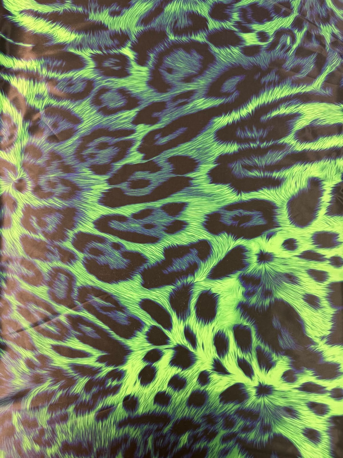 Neon Green Animal Satin Fabric by the Metre - Whotex Fabrics London