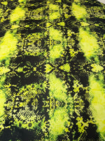 Neon Green Snake Print Spandex Fabric by the Metre - Whotex Fabrics London