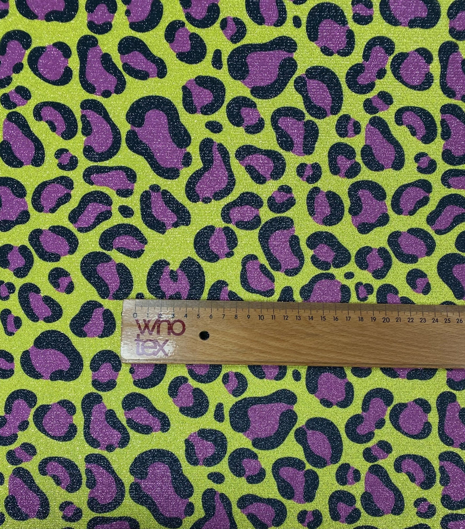 Neon Leopard Lurex Fabric by the Metre - Whotex Fabrics London