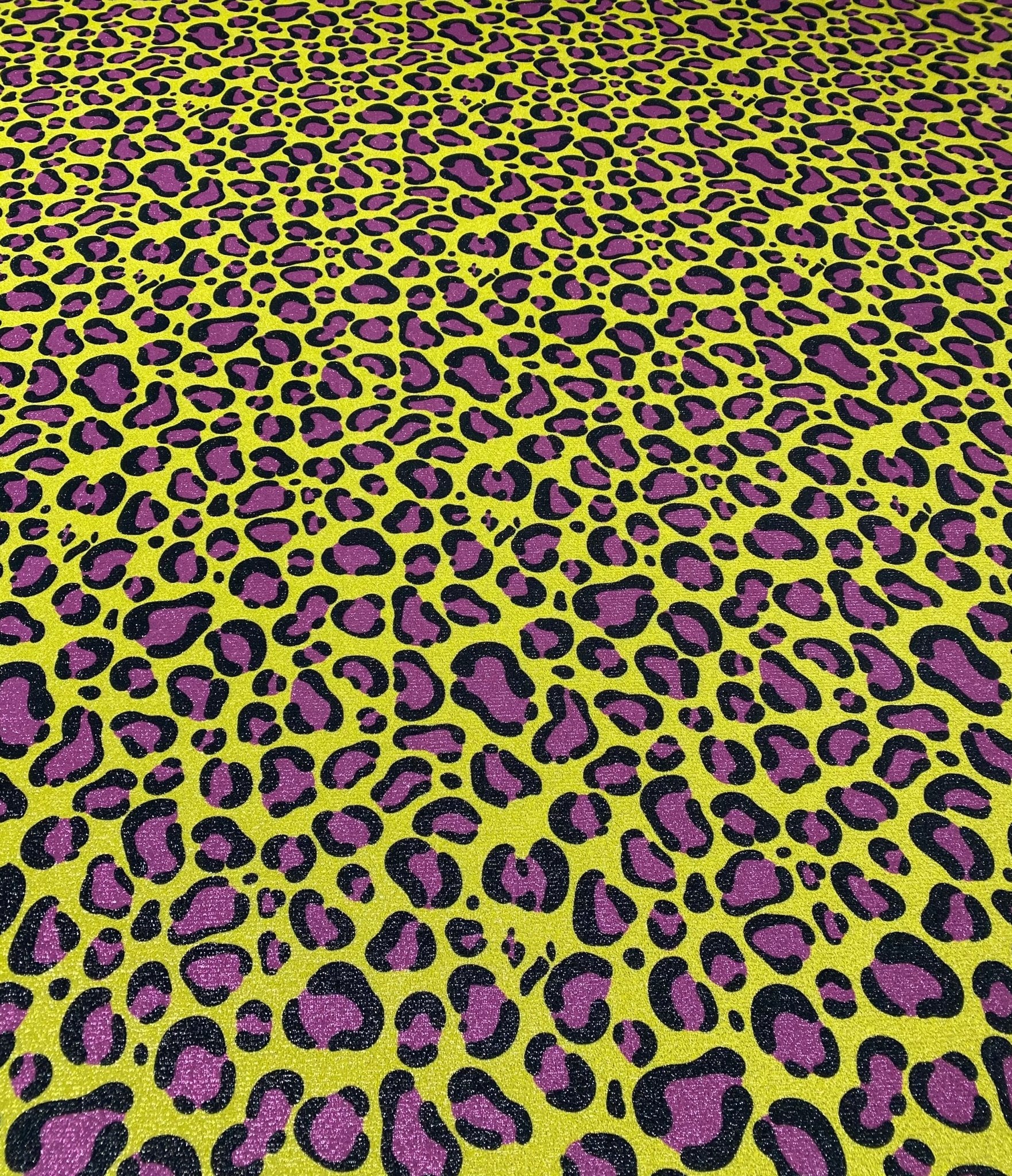 Neon Leopard Lurex Fabric by the Metre - Whotex Fabrics London