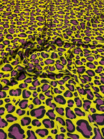 Neon Leopard Lurex Fabric by the Metre - Whotex Fabrics London