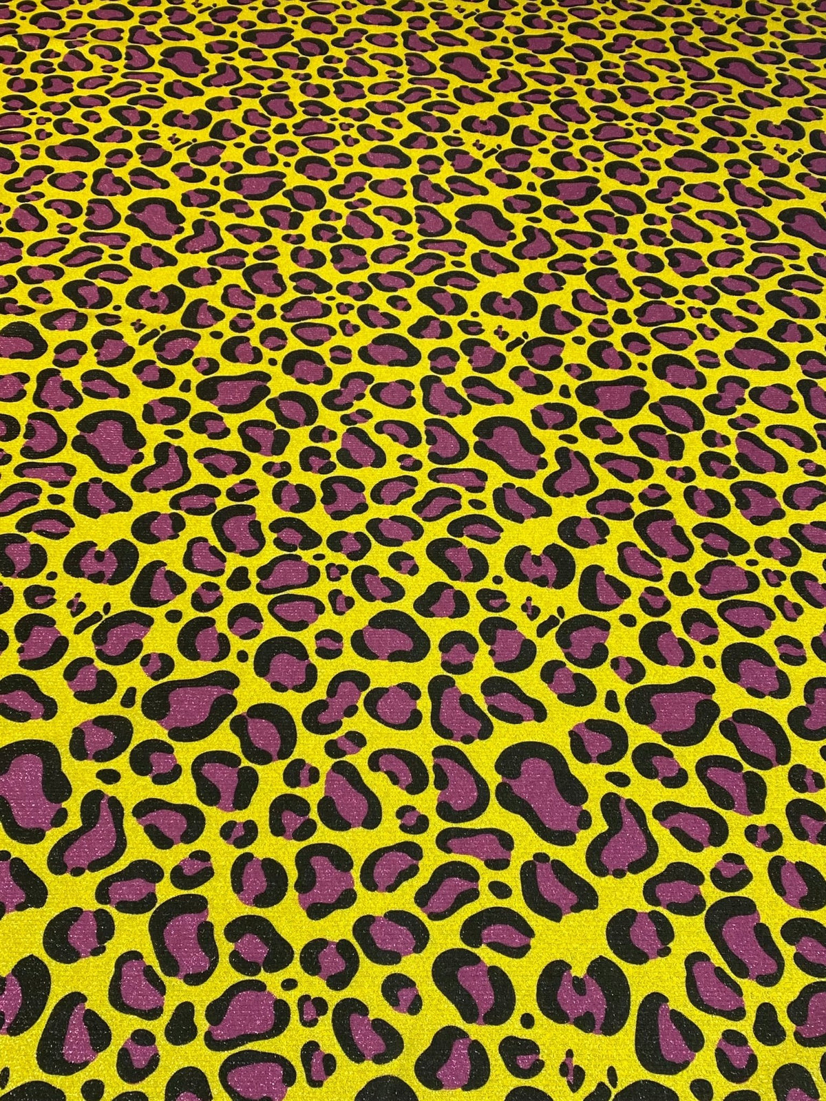 Neon Leopard Lurex Fabric by the Metre - Whotex Fabrics London