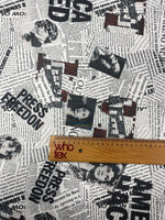 Newspaper Print Chiffon Fabric by the Metre - Whotex Fabrics London