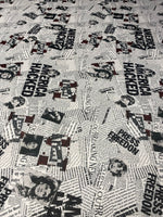 Newspaper Print Chiffon Fabric by the Metre - Whotex Fabrics London