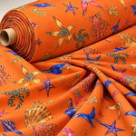 Orange Marine Print Chiffon Fabric Sold by the Metre - Whotex Fabrics London