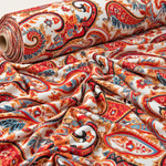 Orange & Red Paisley Fabric by the Metre - Whotex Fabrics London