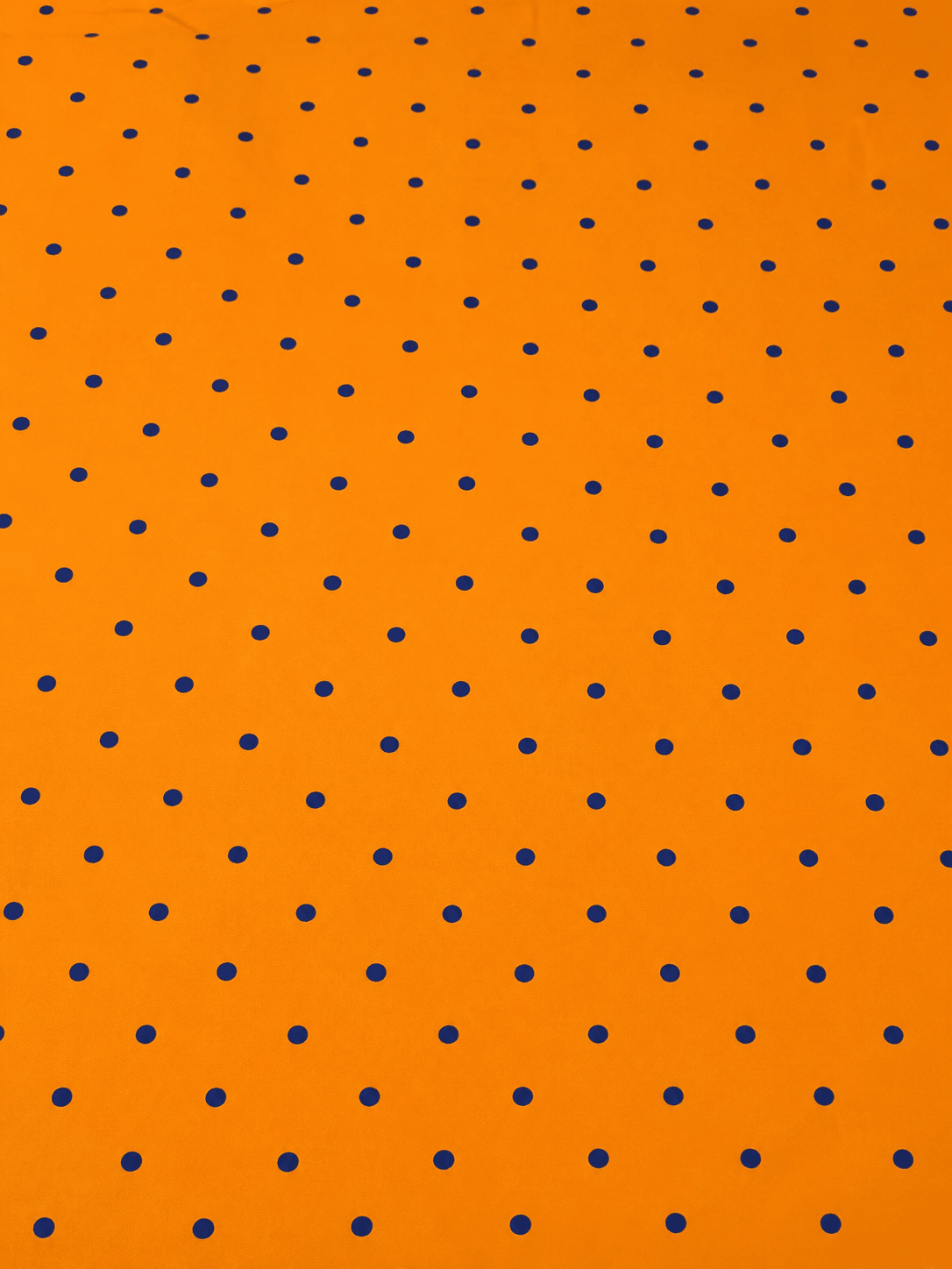 Orange with Royal Blue Polka Dot Satin Fabric by the Metre - Whotex Fabrics London