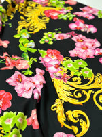 Orchid Floral and Baroque Pattern Fabric, Swirl print Fabric - Whotex Online Fabric Store