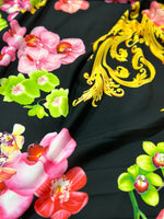 Orchid Floral and Baroque Pattern Fabric, Swirl print Fabric - Whotex Online Fabric Store
