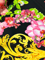 Orchid Floral and Baroque Pattern Fabric, Swirl print Fabric - Whotex Online Fabric Store