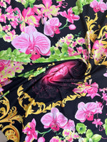 Orchid Floral Pattern Fabric, Swirl print Fabric - Whotex Online Fabric Store