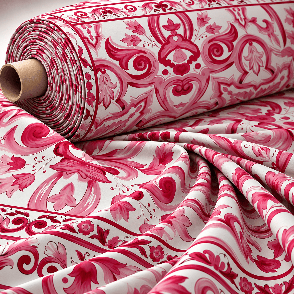 Ornamental Print Stretch Lycra Stretch Fabric by the Metre - Whotex Fabrics London