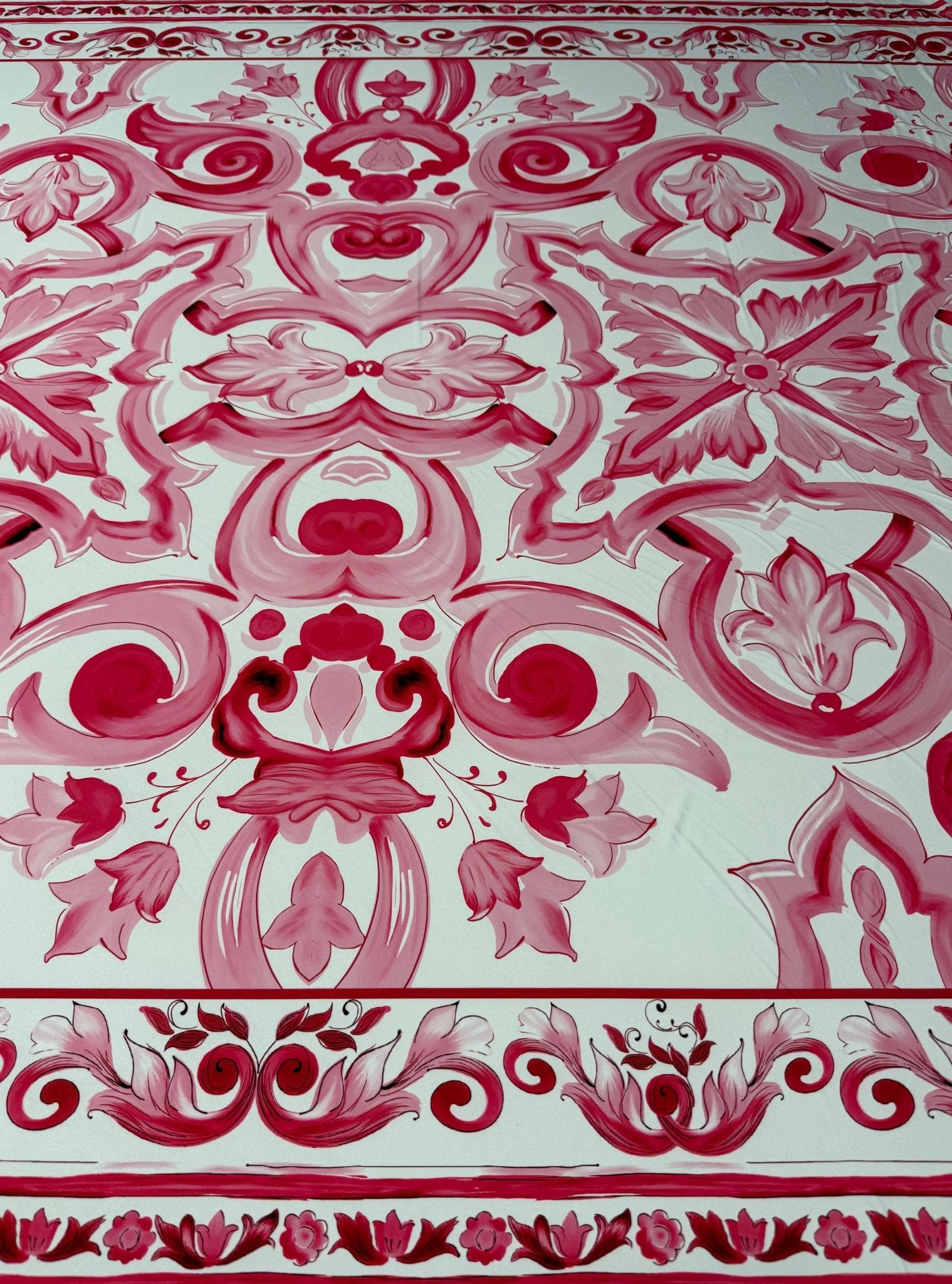 Ornamental Print Stretch Spandex Fabric by the Metre - Whotex Fabrics London