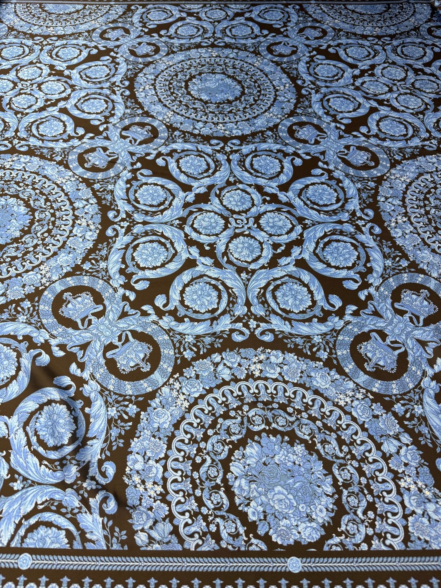 Ornate Medallion Satin Fabric by the Metre - Whotex Fabrics London