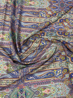 Ornate Paisley Stripe Moss Crepe Fabric by the Metre - Whotex Fabrics London