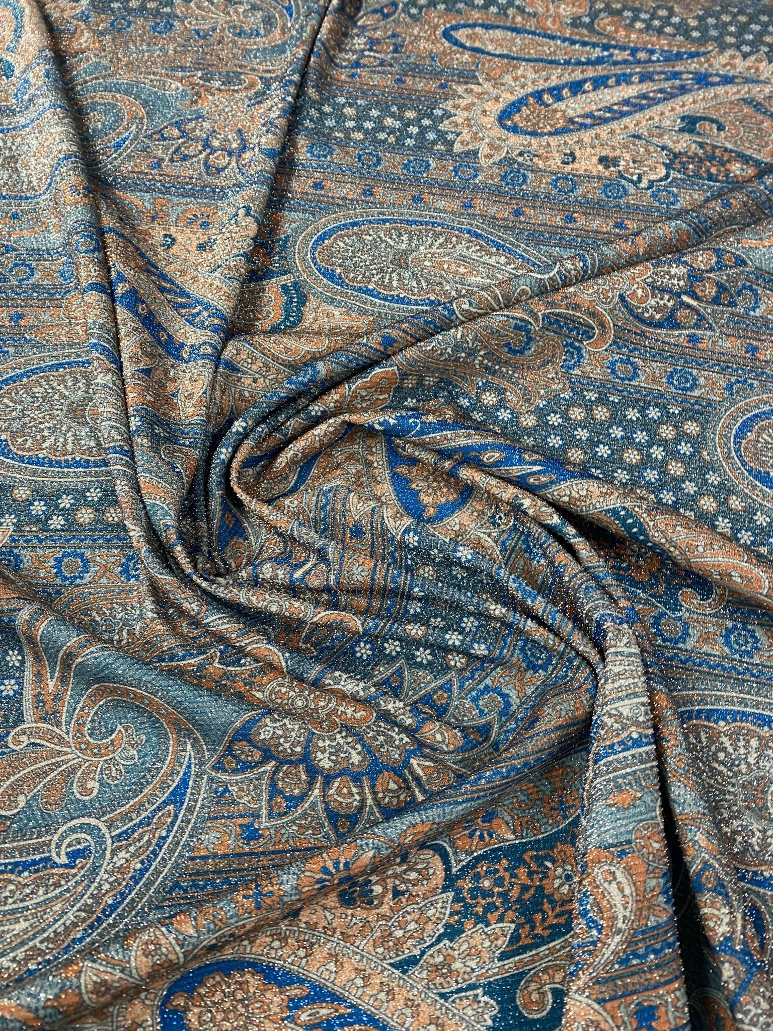Paisley Lurex Fabric by the Metre - Whotex Fabrics London