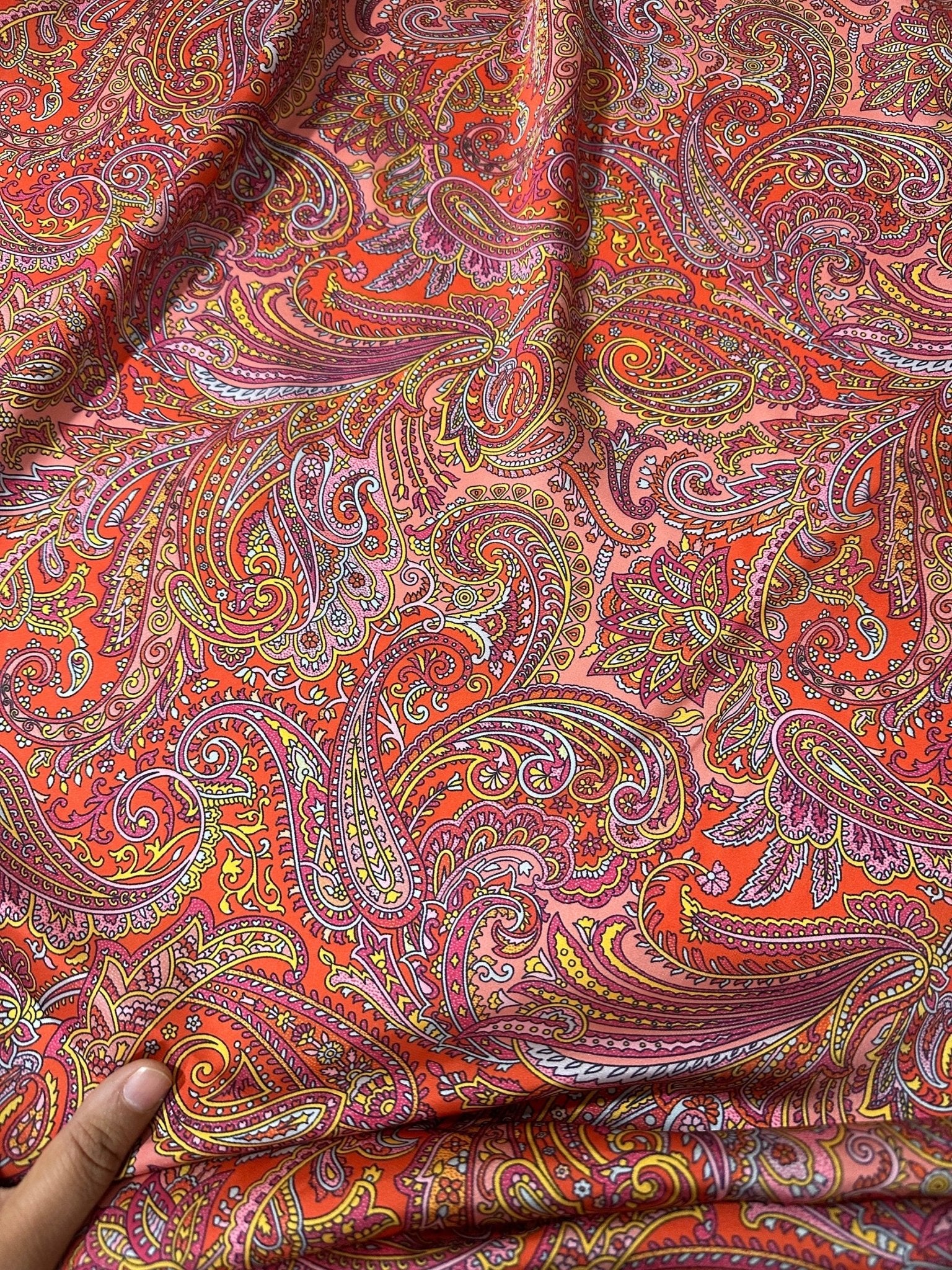 Paisley Pattern Fabric, Pink and Red Fabric By The Yard - Whotex Online Fabric Store