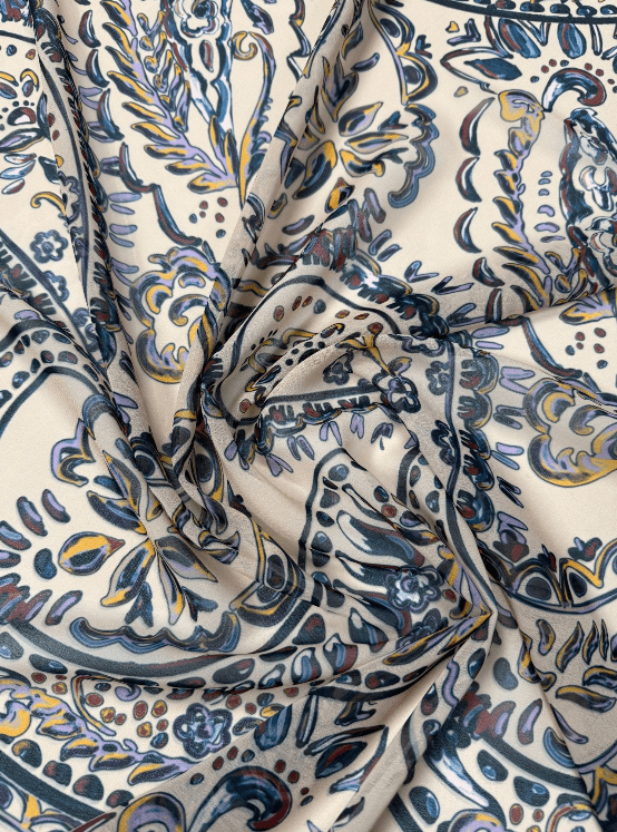 Paisley Print Chiffon Fabric by the Metre - Whotex Fabrics London