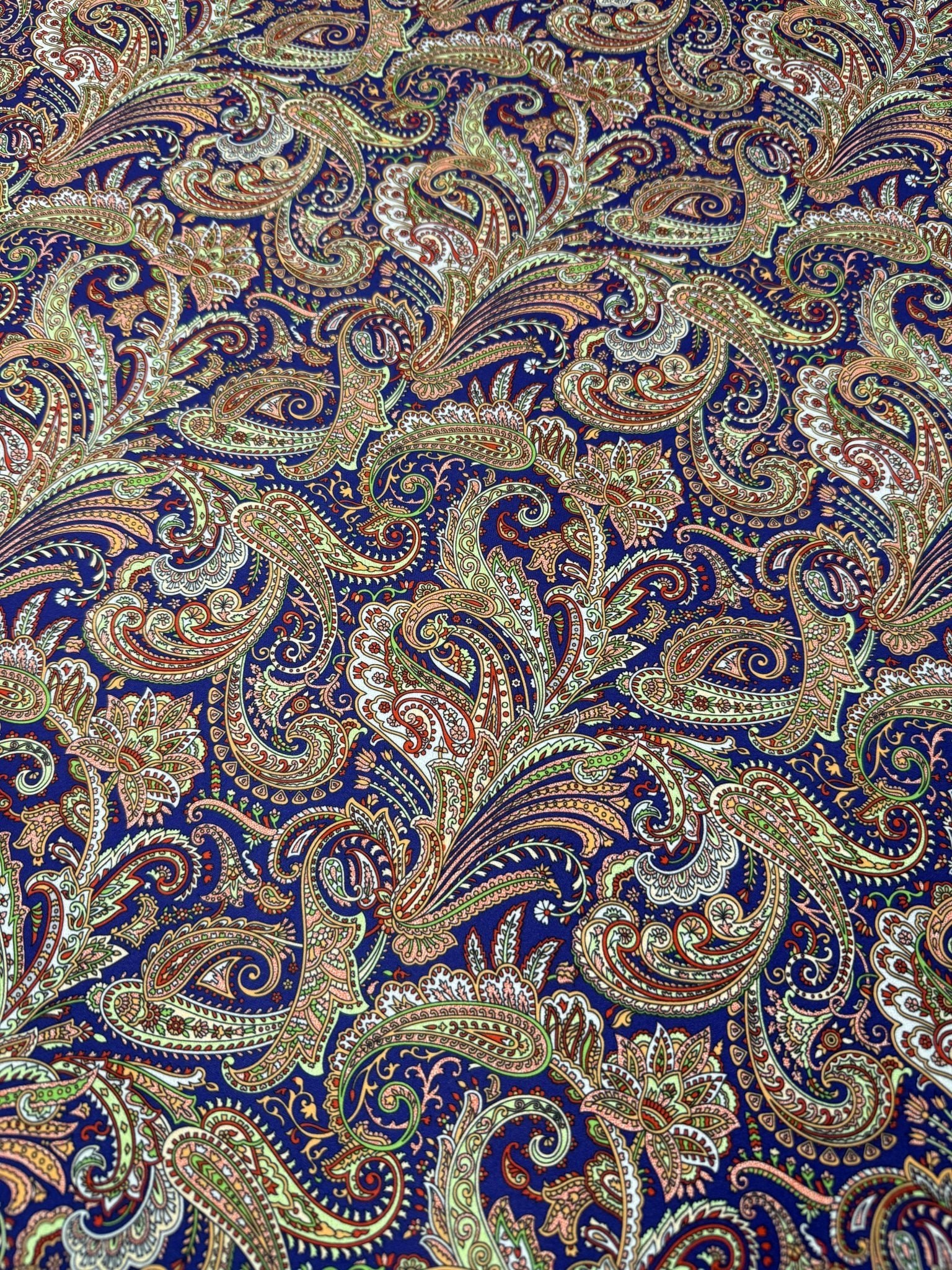 Paisley Print Moss Crepe Fabric by the Metre - Whotex Fabrics London