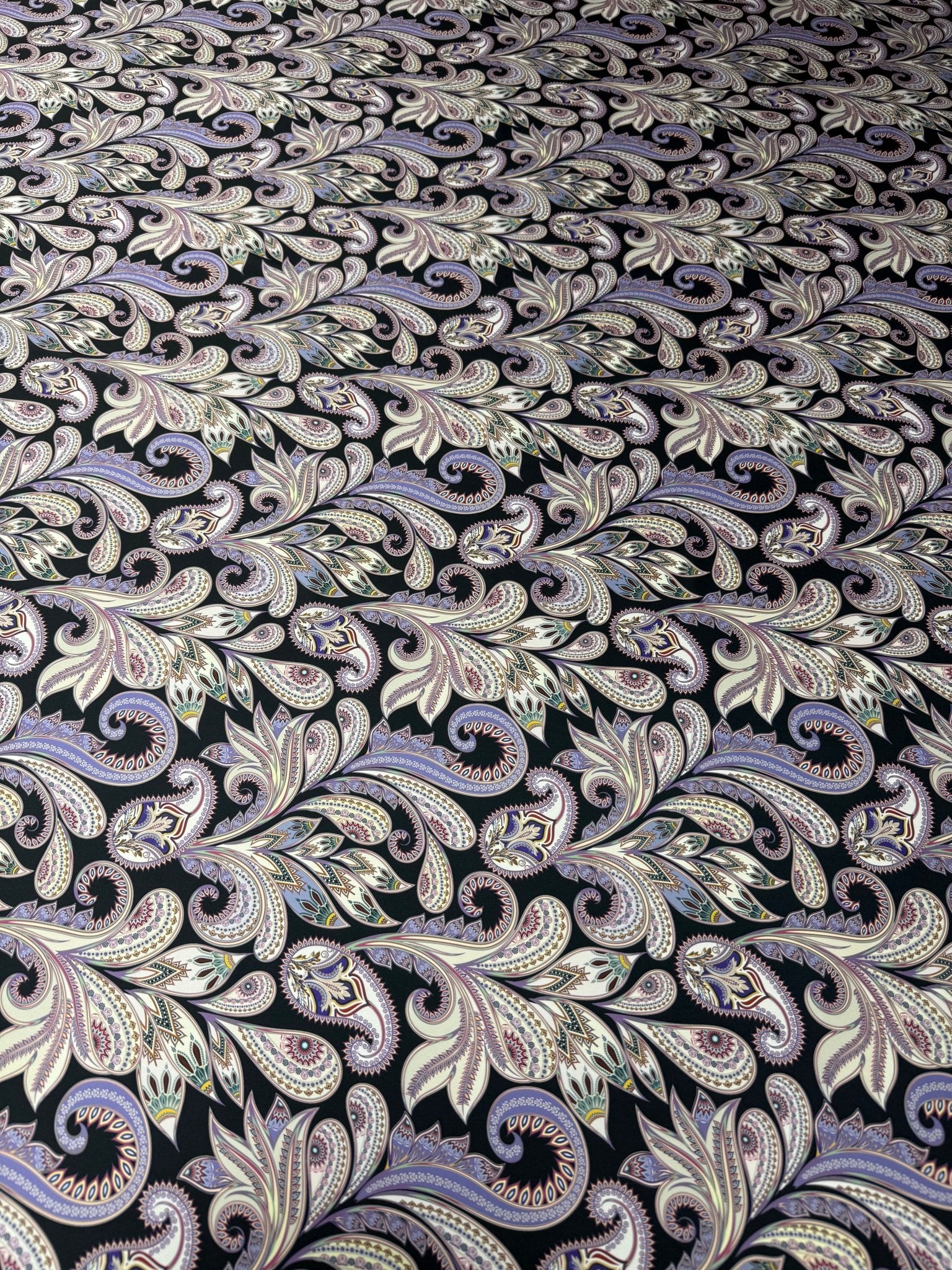 Paisley Print Satin Fabric by the Metre - Whotex Fabrics London