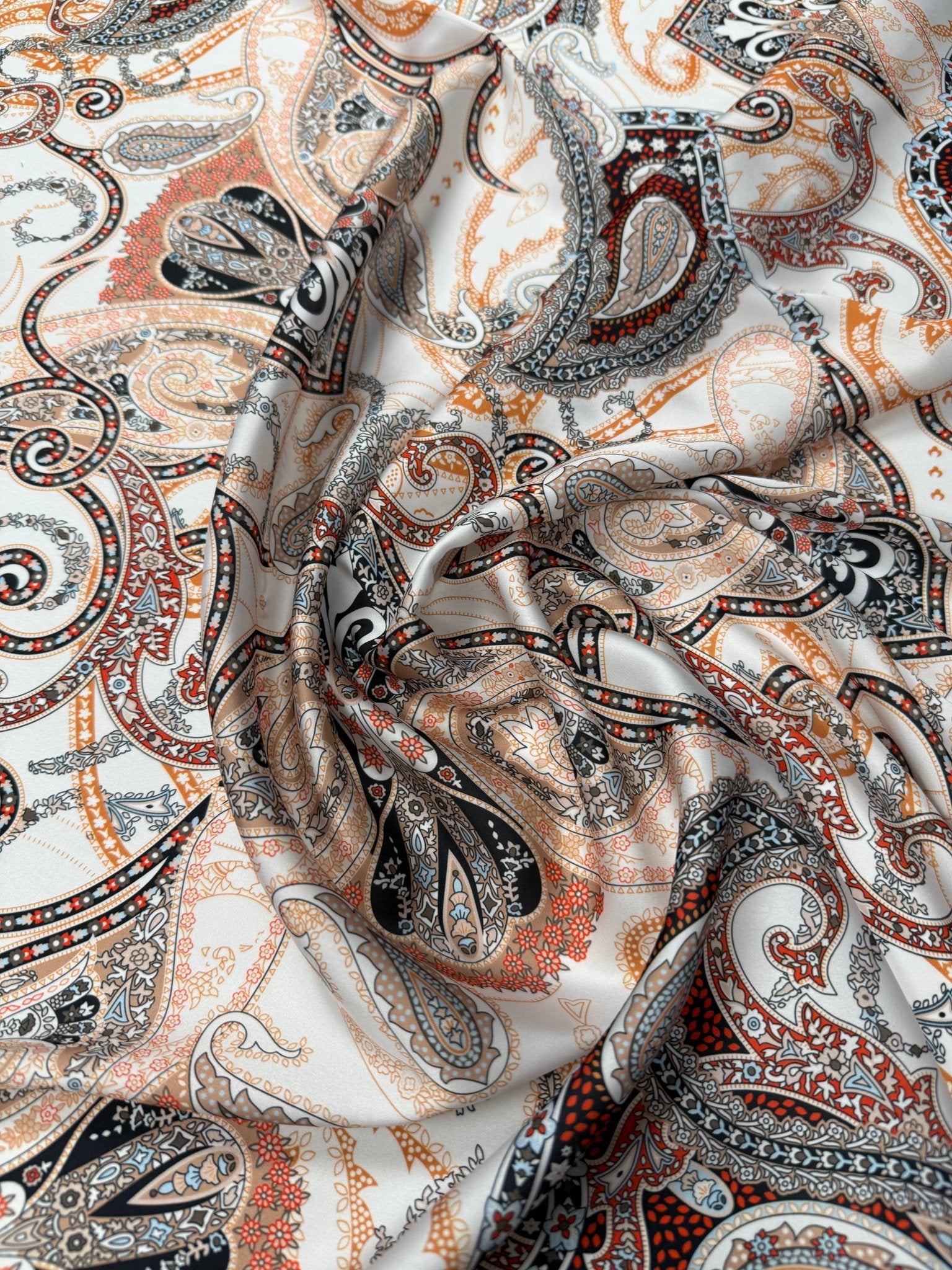 Paisley Satin Fabric by the Metre - Whotex Fabrics London