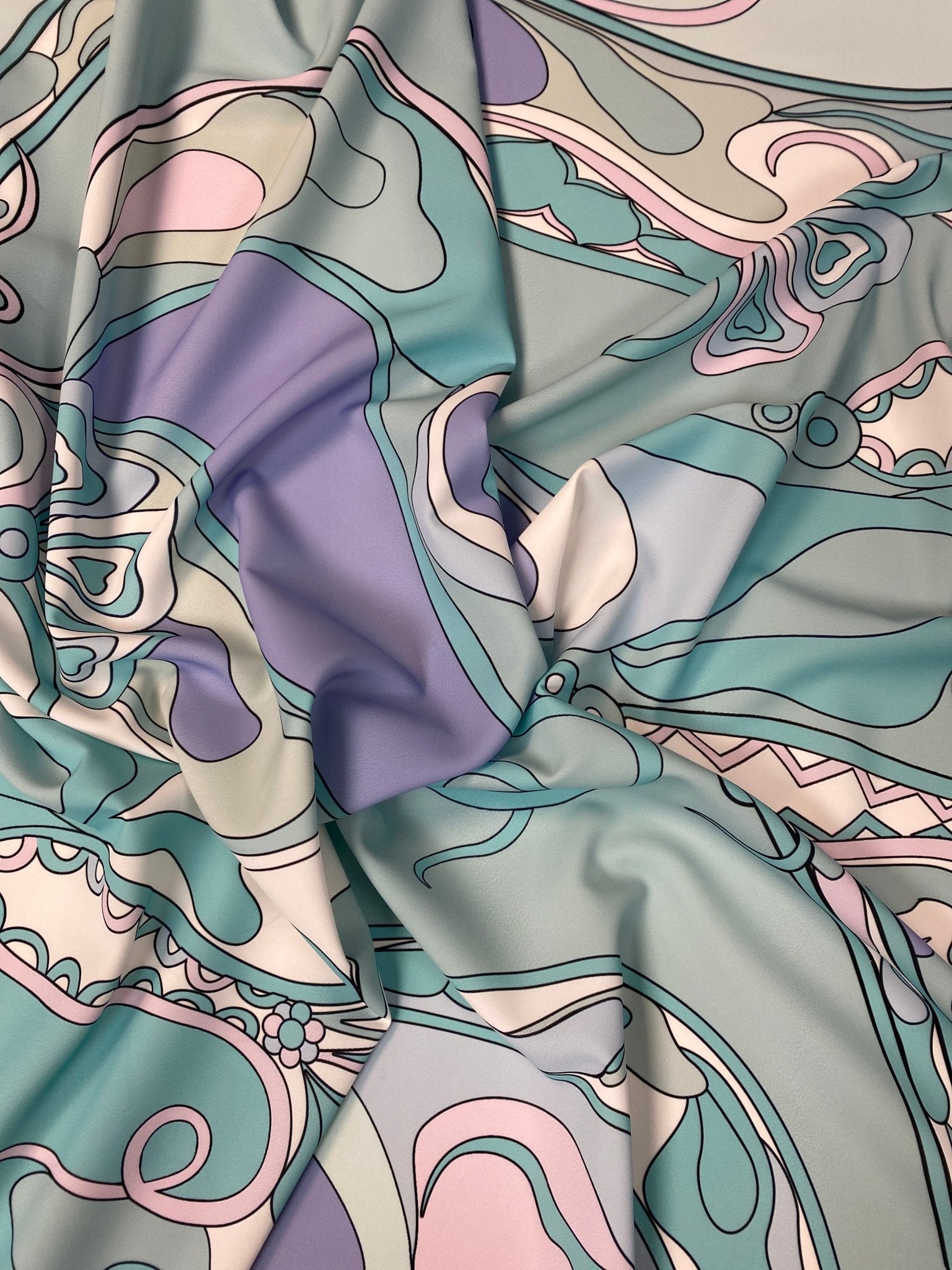 Pastel Abstract Crepe Fabric by the Metre - Whotex Fabrics London