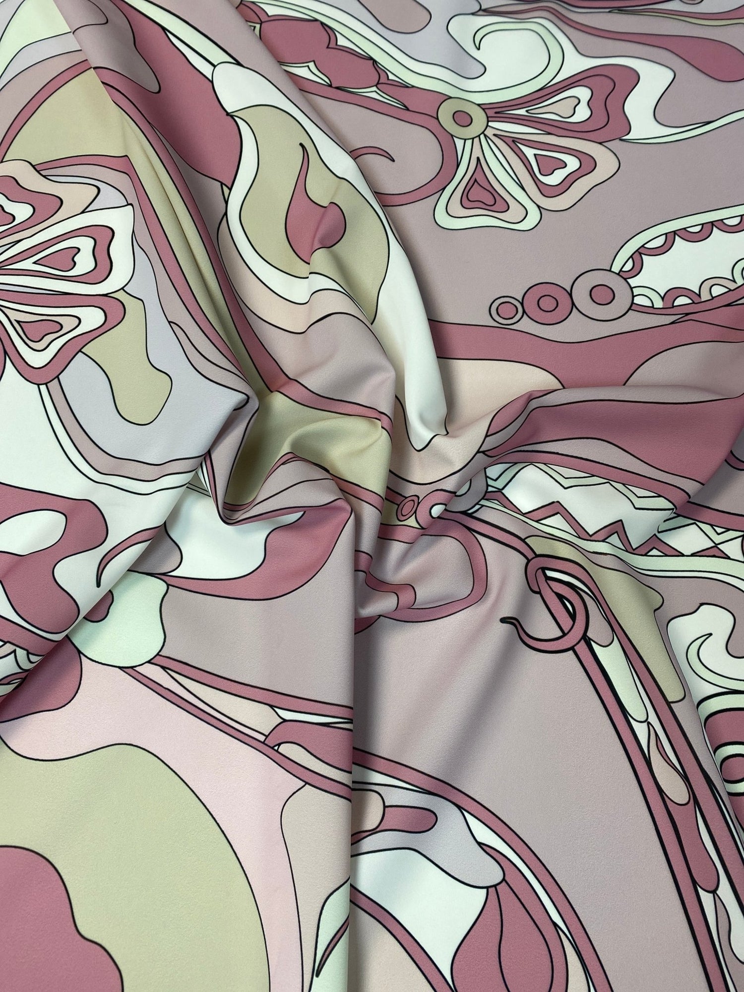 Pastel Abstract Crepe Fabric by the Metre - Whotex Fabrics London