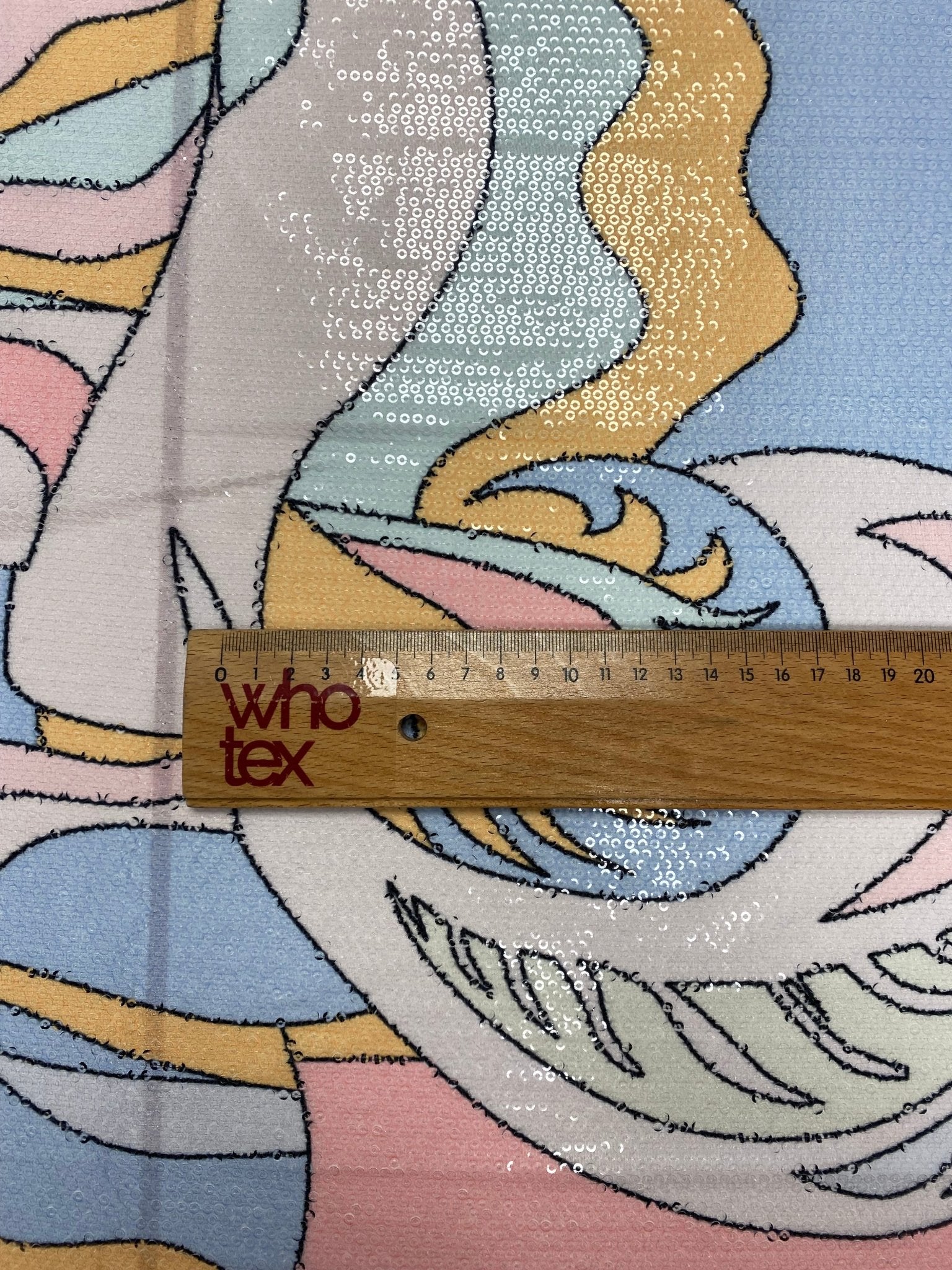 Pastel Abstract Sequin Fabric by the Metre - Whotex Fabrics London