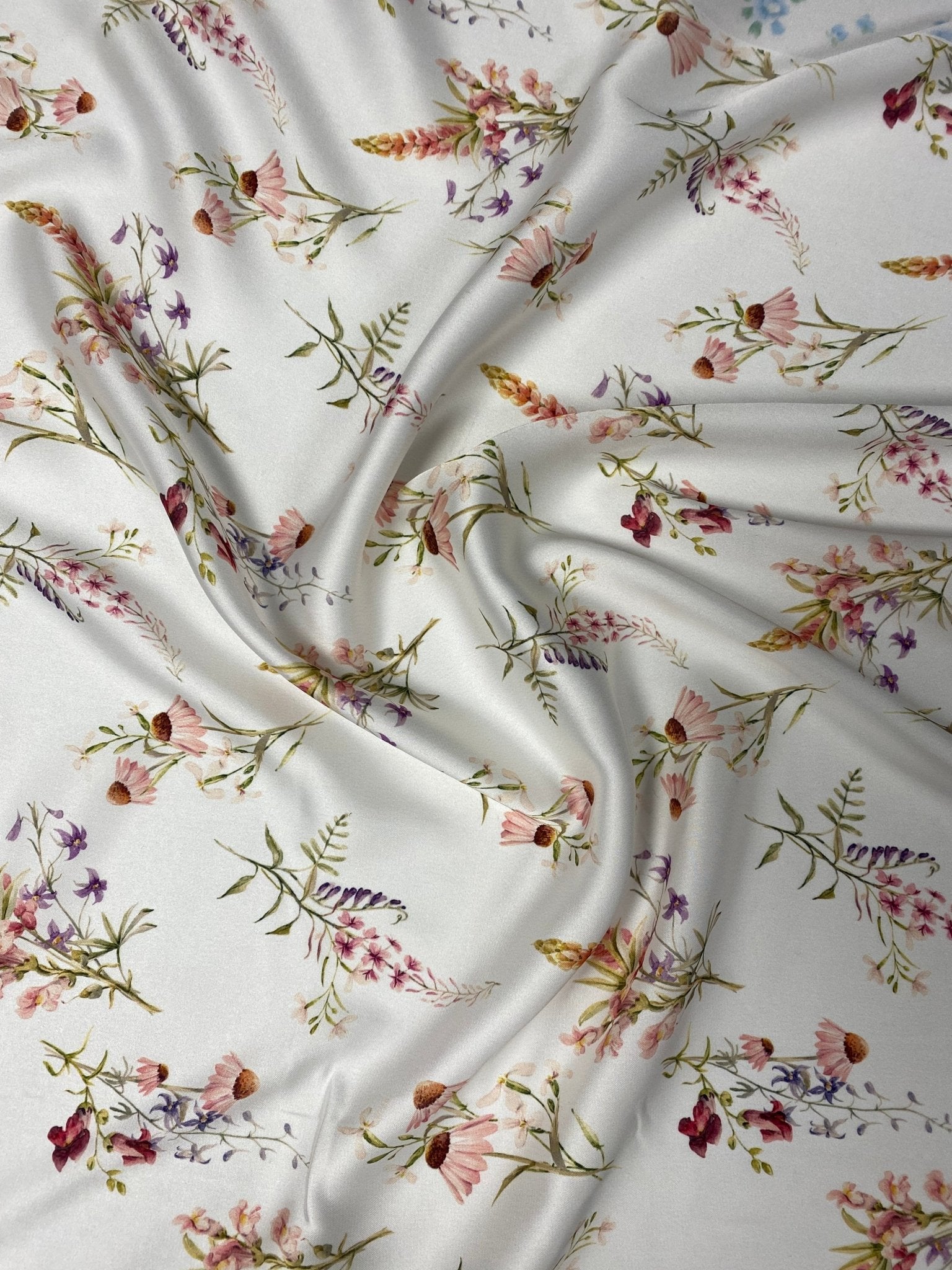 Pastel Floral Fabric – Soft Pink & Purple Blossoms - Whotex Fabrics London