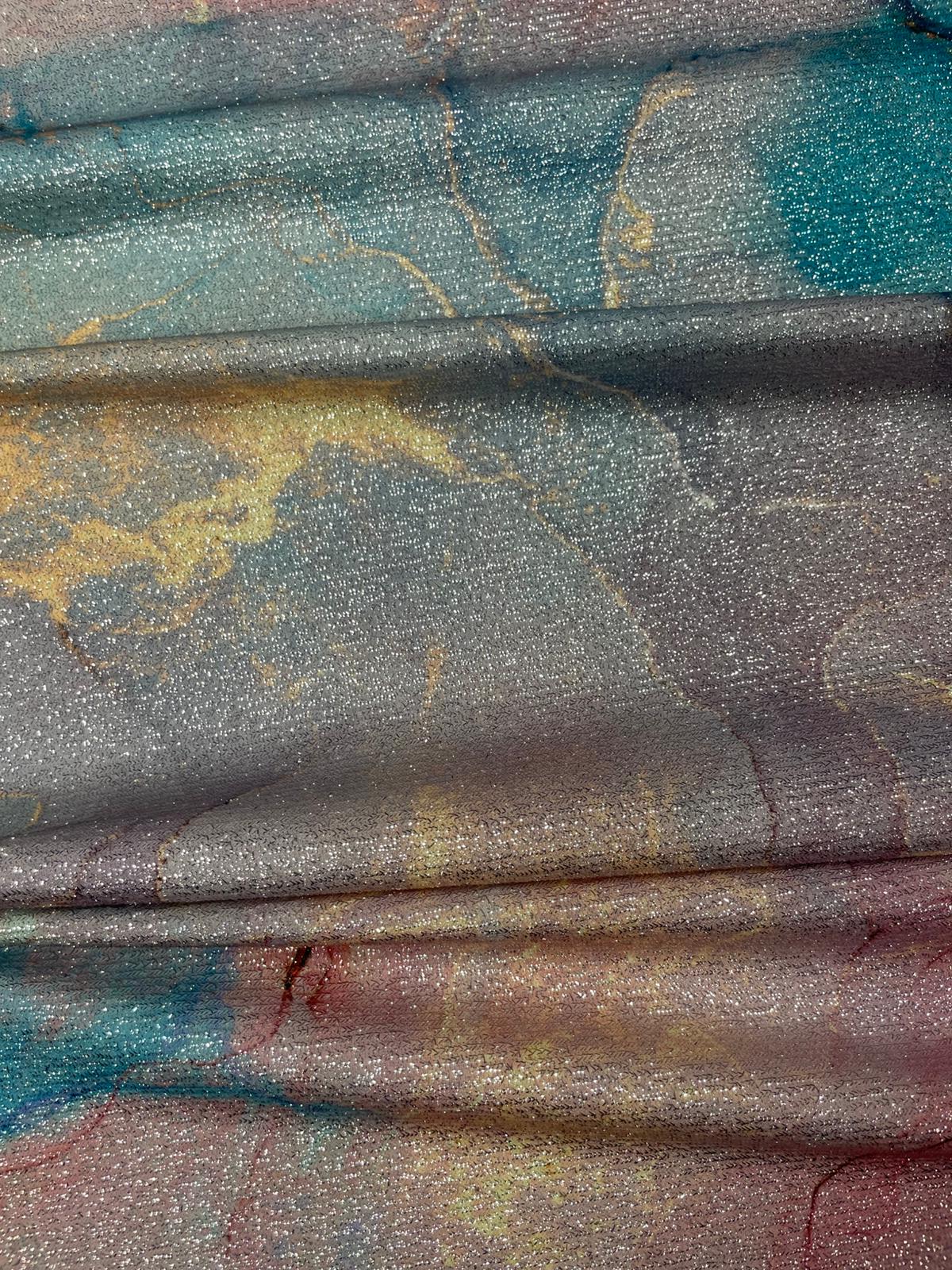 Pastel Marble Lurex Fabric by the Metre - Whotex Fabrics London