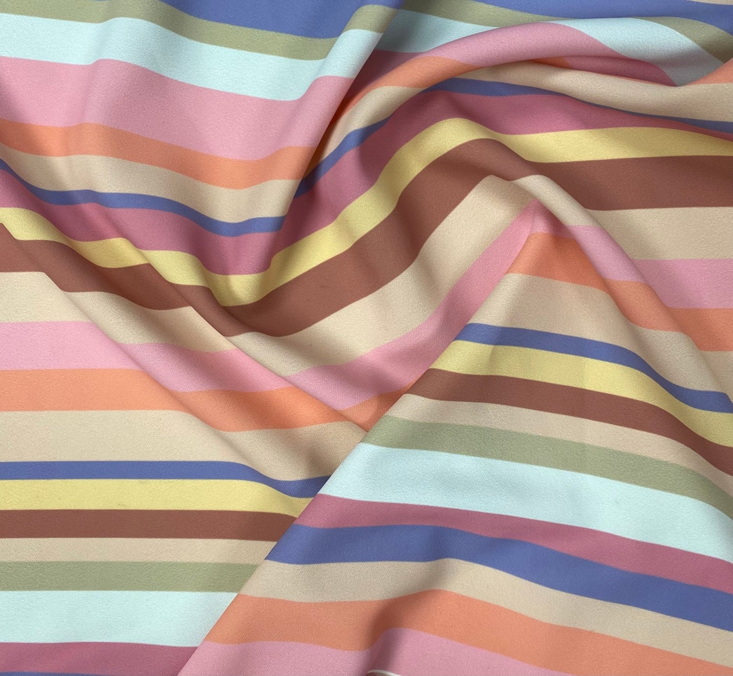 Pastel Multicolour Stripe Fabric by the Metre - Whotex Fabrics London