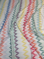 Pastel Rainbow Zigzag Power Mesh Fabric by the Metre - Whotex Fabrics London