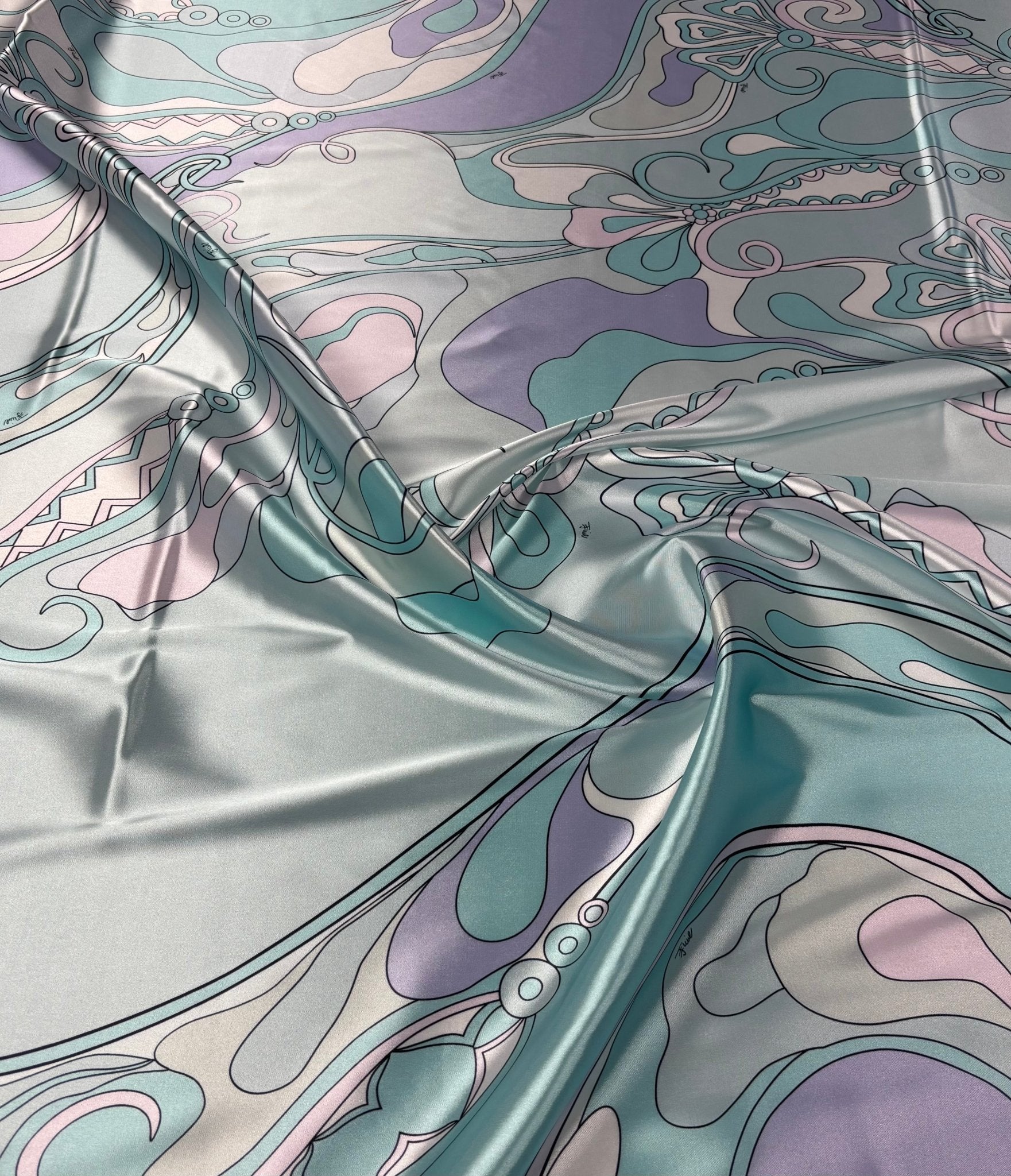 Pastel Swirl Lycra Satin Fabric by the Metre - Whotex Fabrics London