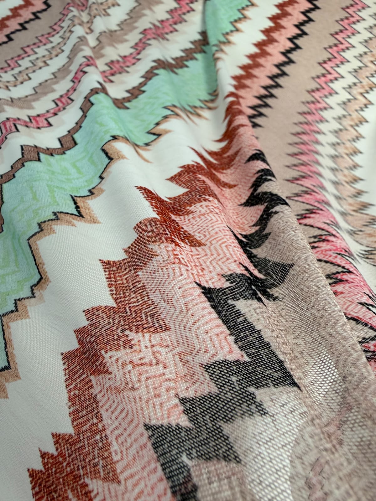 Pastel Zigzag Power Mesh Fabric by the Metre - Whotex Fabrics London