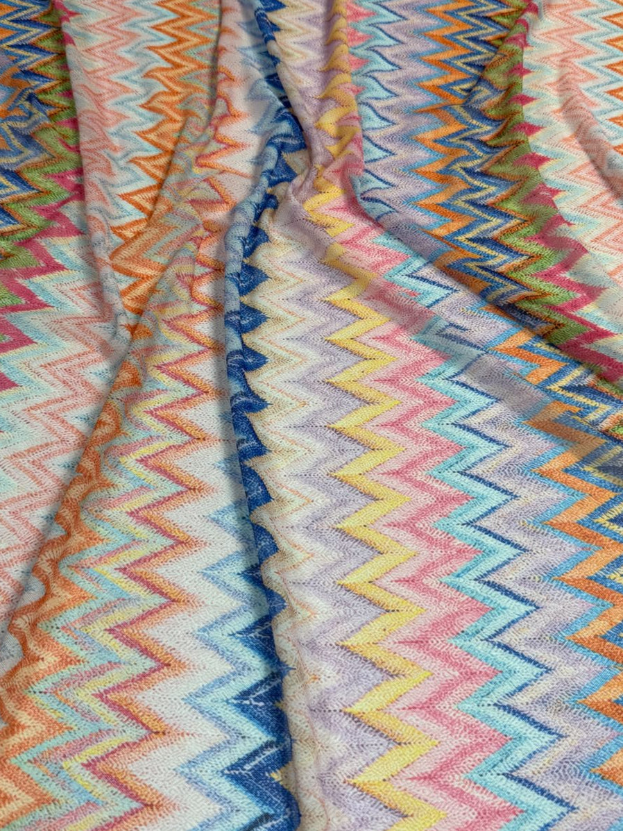 Pastel Zigzag Power Mesh Fabric by the Metre - Whotex Fabrics London