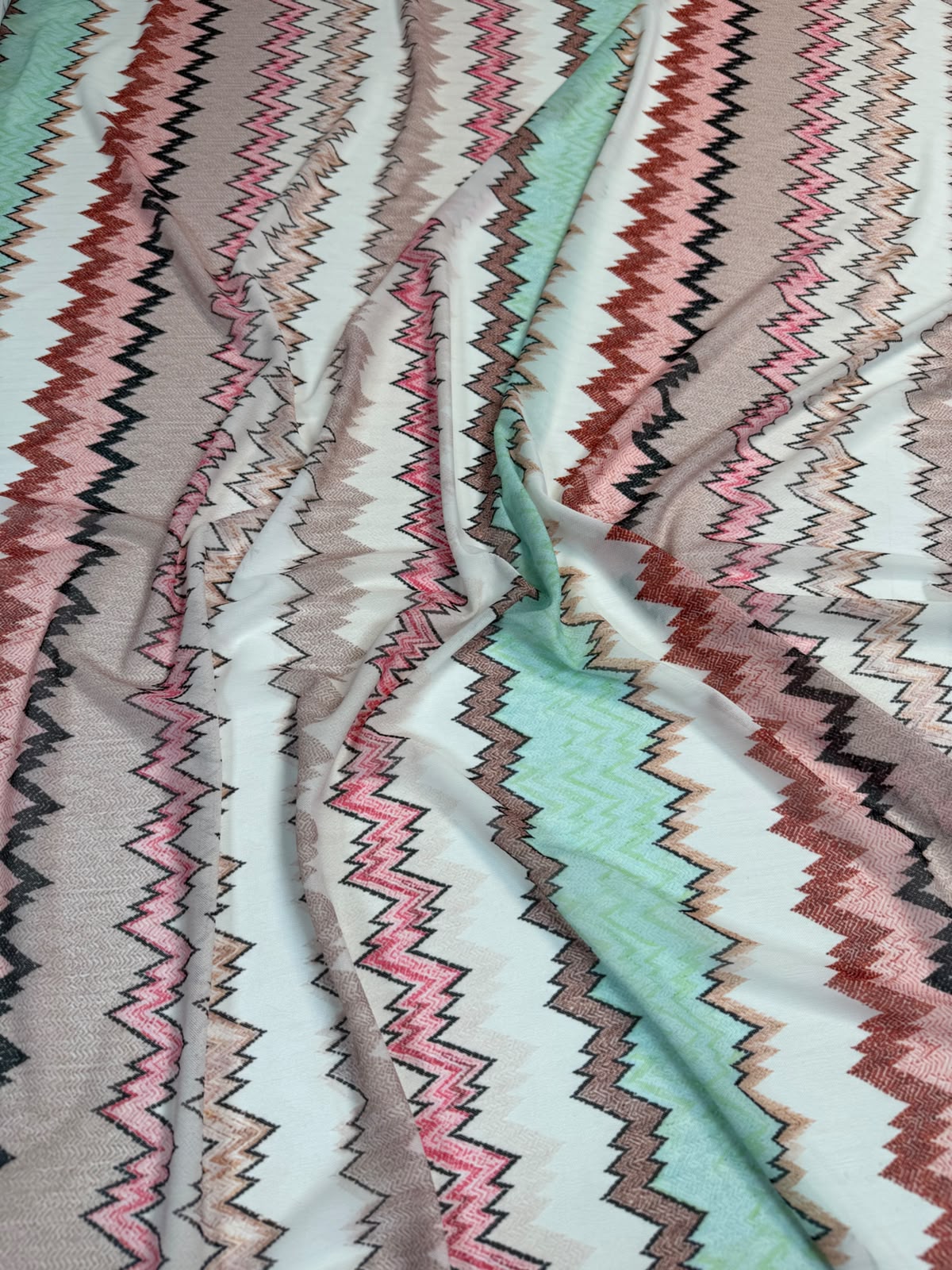Pastel Zigzag Power Mesh Fabric by the Metre - Whotex Fabrics London