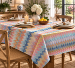 Pastel Zigzag Printed Tablecloth - Whotex Fabrics London