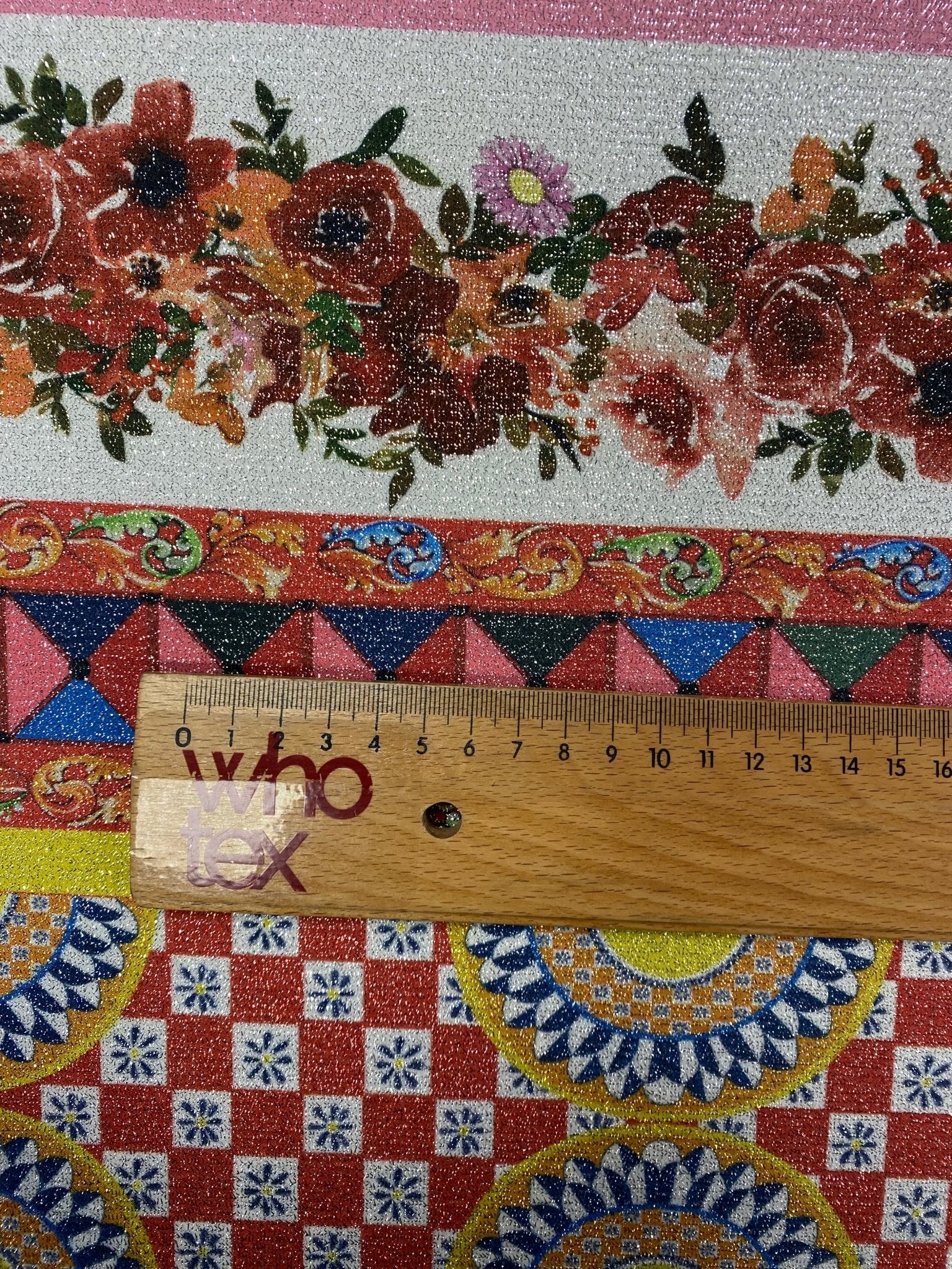 Patchwork Stripe Lurex Fabric by the Metre - Whotex Fabrics London