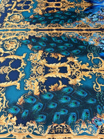 Peacock Baroque Satin Fabric by the Metre - Whotex Fabrics London