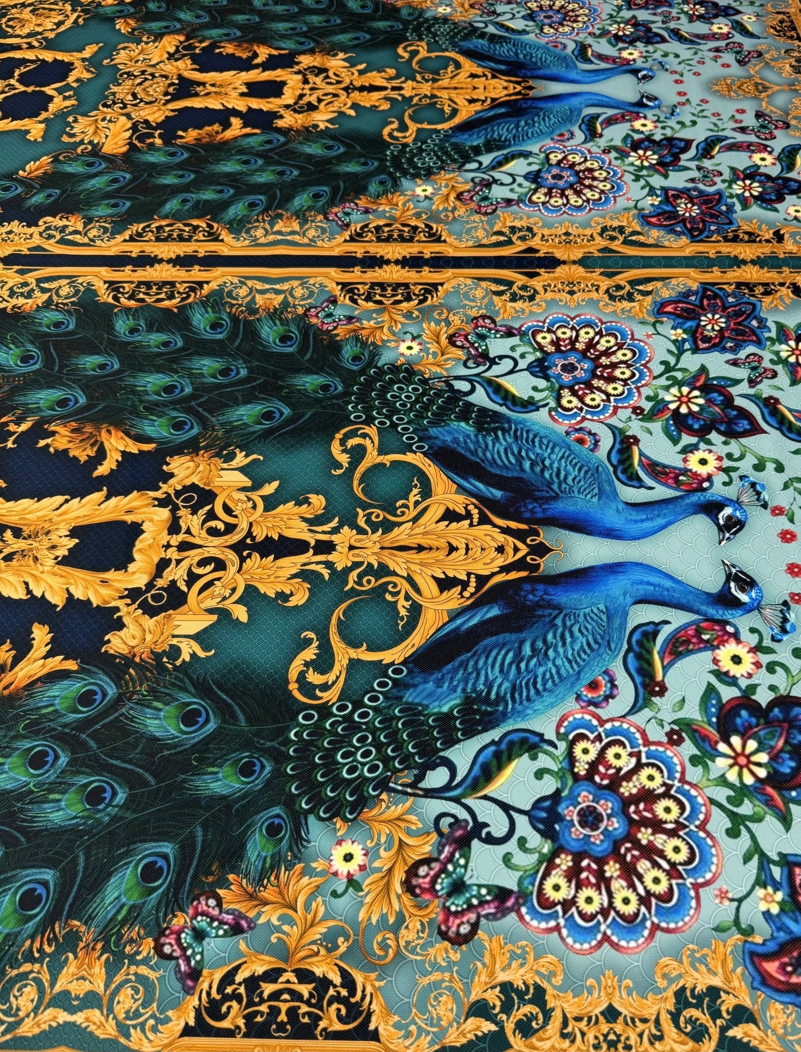Peacock Baroque Upholstery Fabric by the Metre - Whotex Fabrics London