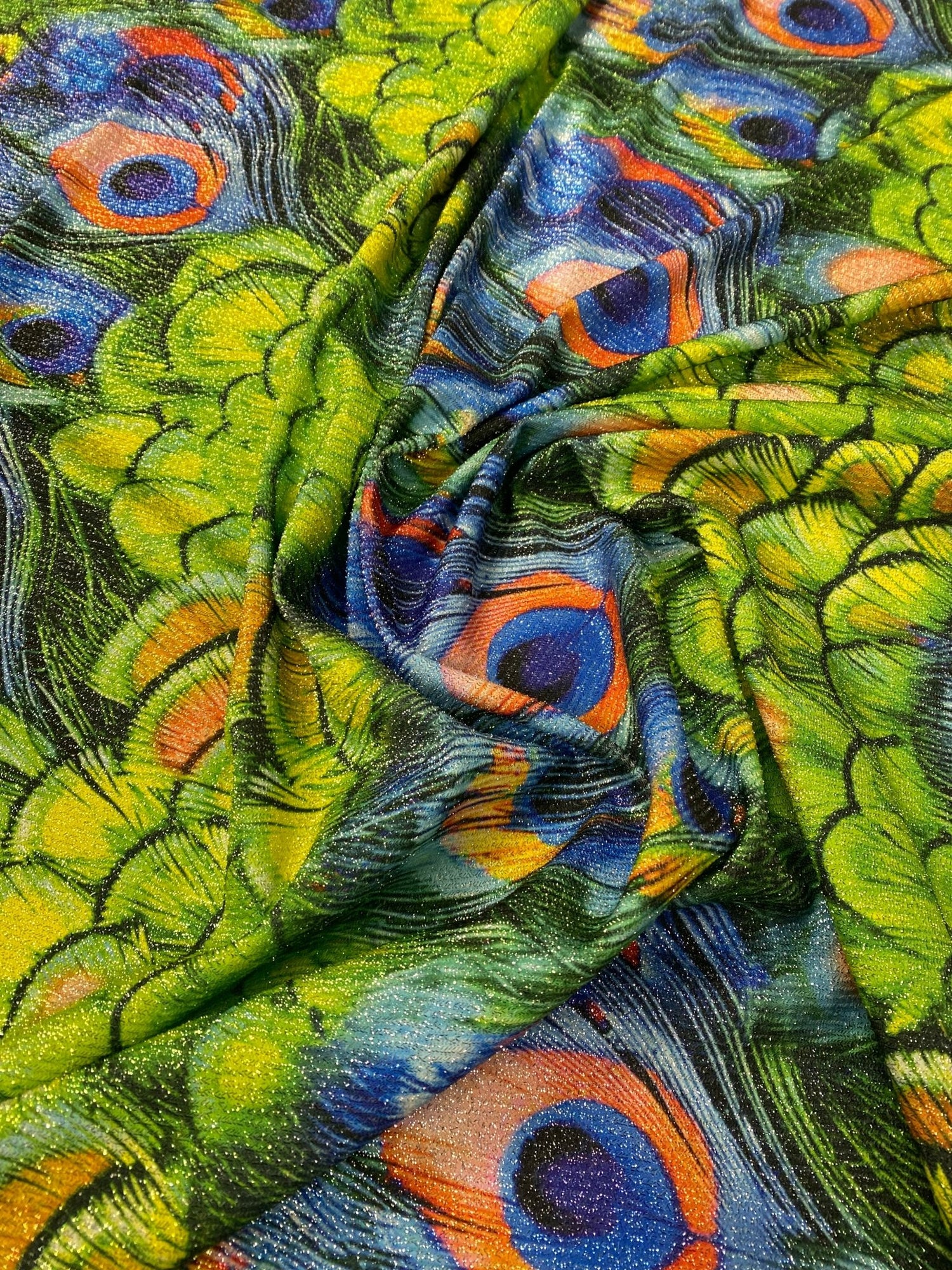 Peacock Feather Lurex Fabric by the Metre - Whotex Fabrics London