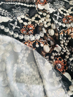 Pearl Pattern Black Jewerly Fabric - Whotex Online Fabric Store