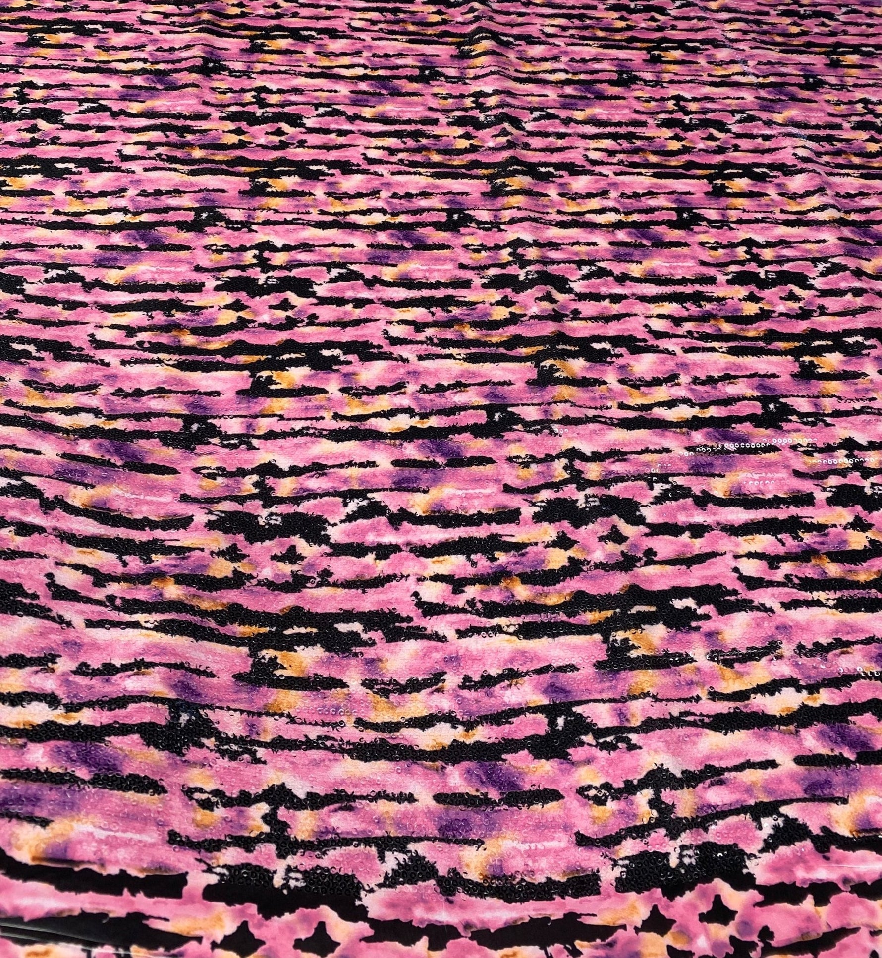 Pink Animal Print Sequin Fabric by the Metre - Whotex Fabrics London