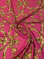 Pink Baroque Crepe Fabric by the Metre - Whotex Fabrics London