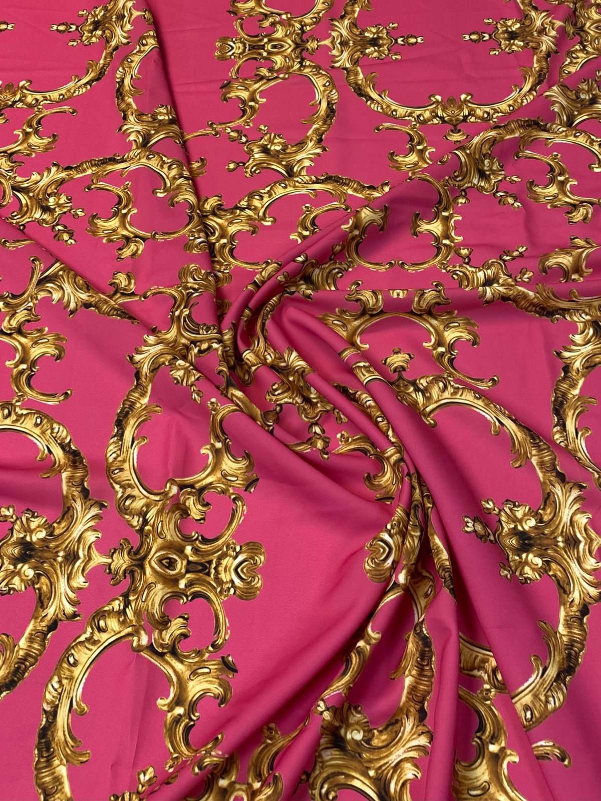 Pink Baroque Crepe Fabric by the Metre - Whotex Fabrics London