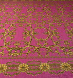Pink Baroque Lurex Fabric by the Metre - Whotex Fabrics London