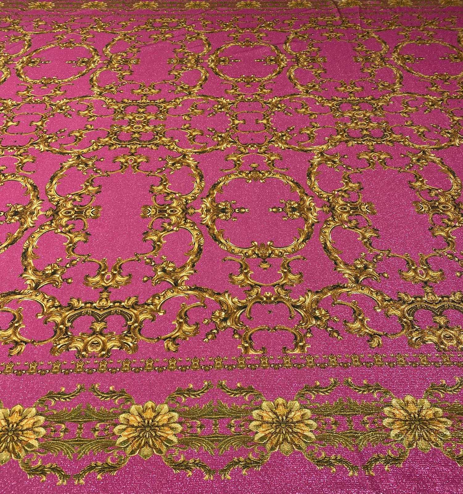 Pink Baroque Lurex Fabric by the Metre - Whotex Fabrics London