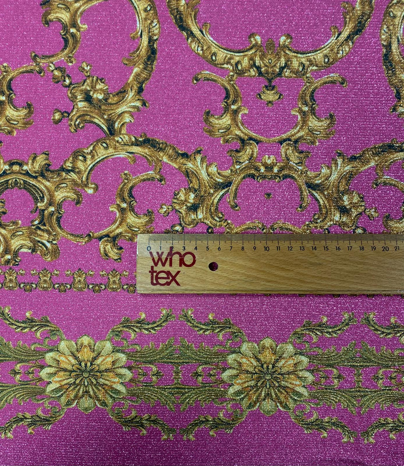Pink Baroque Lurex Fabric by the Metre - Whotex Fabrics London
